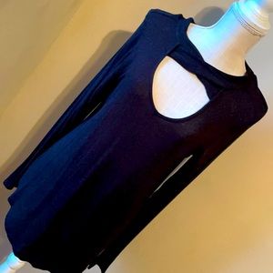 Black/Sparkly Keyhole LongSleeve Blouse
